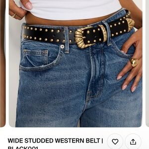 Good American festival Studded Black and gold Western Belt